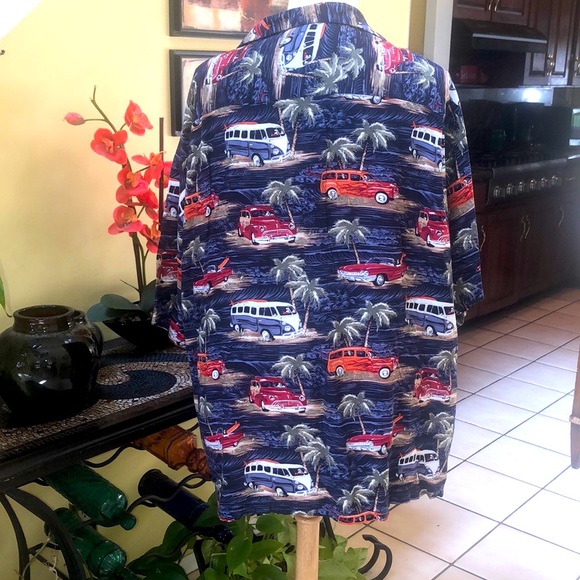 Big Digs Men’s Hawaiian “ Surfing Beach Cars Short Sleeve Shirt Size 4X - Picture 7 of 14